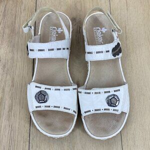 Rieker White Leather Adjustable Sandals Sz 10​